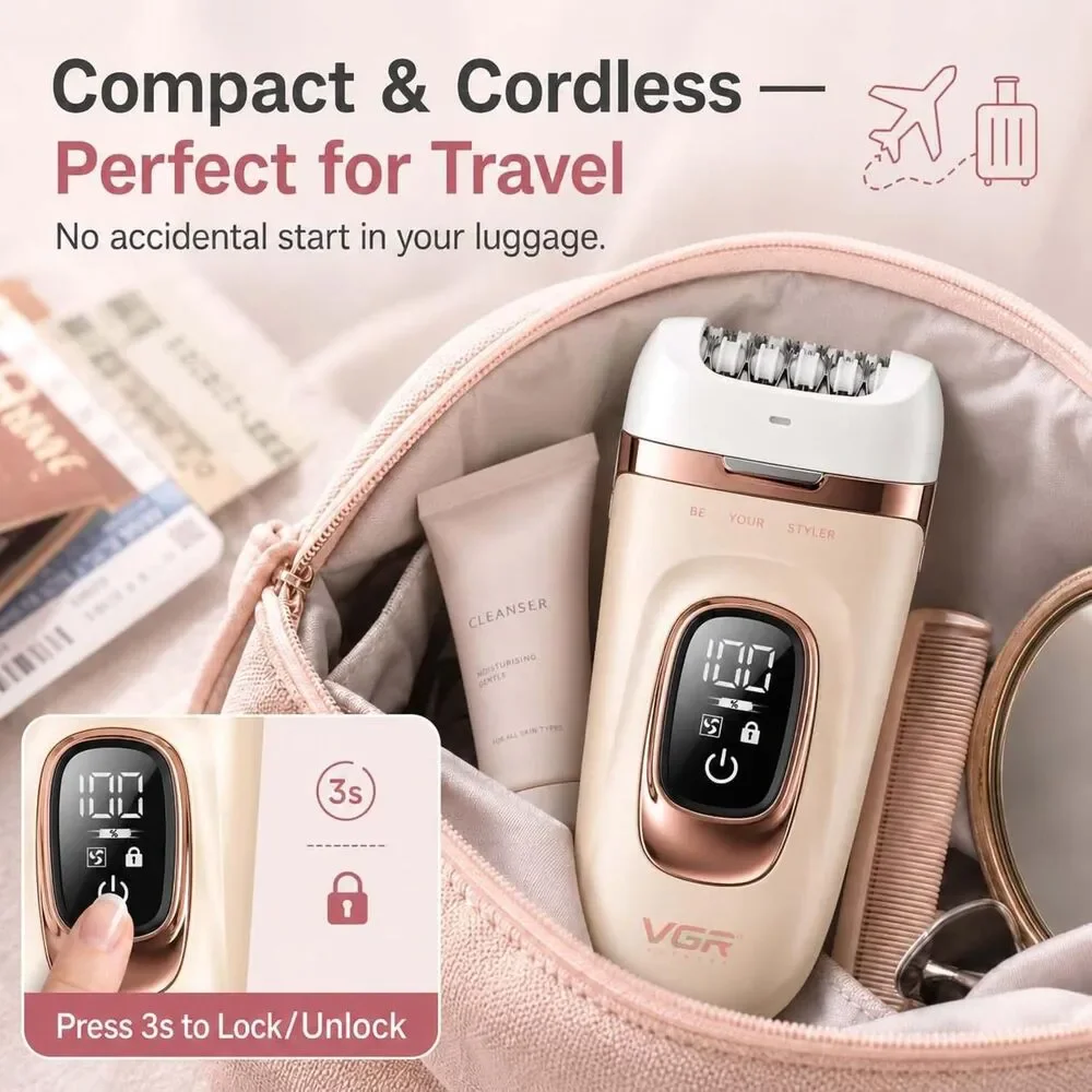 3-in-1 Women's Epilator Shaver & Callus Remover V-762 Pink